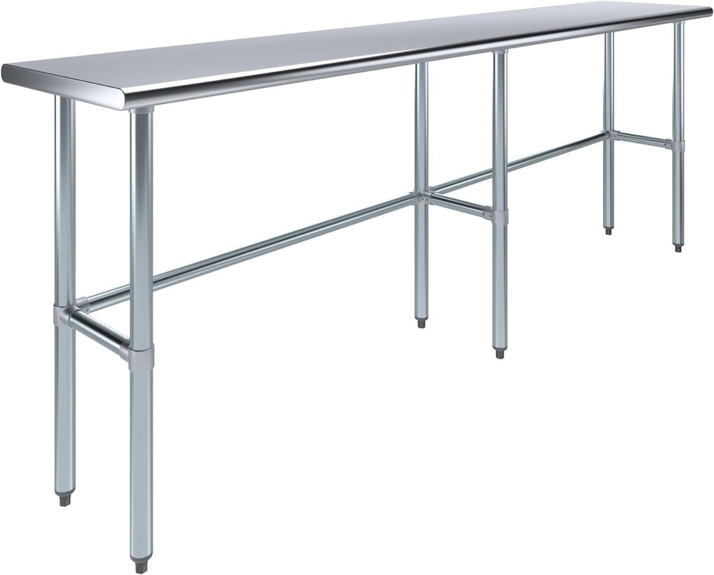 Stainless Steel Open Base Work Table | NSF Metal Prep Table & Utility Bench (96' x 18')