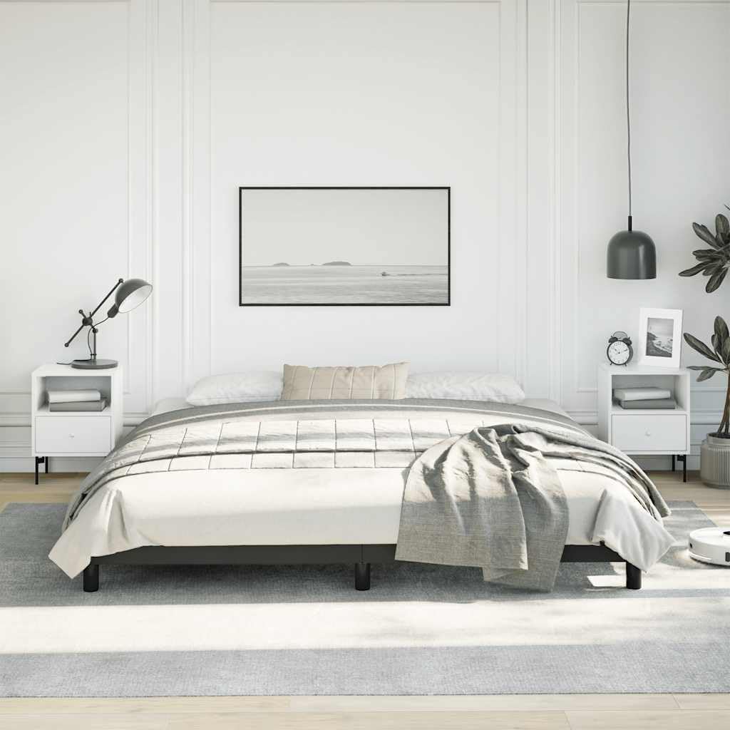 King Size Bed Frame in Black Faux Leather with Sturdy Plywood and Engineered Wood Construction, Modern Platform Design for Adults, Durable and Easy to Clean, No Box Spring