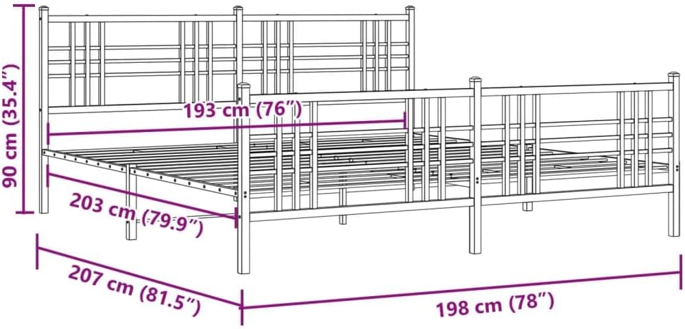 Black Steel Full Bed Frame Rectangular Traditional Metal Bed Frame with Underbed Storage for Master Bedrooms and Guest Spots, Sturdy Support and Classic Design