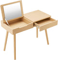 TOMYEUS Dressing Table Wood Dressing Table, Desktop Flip Mirror Dressing Table, Multi-Function Computer Desk, for Bedroom Home Vanity Benches/Makeup Vanity Desk
