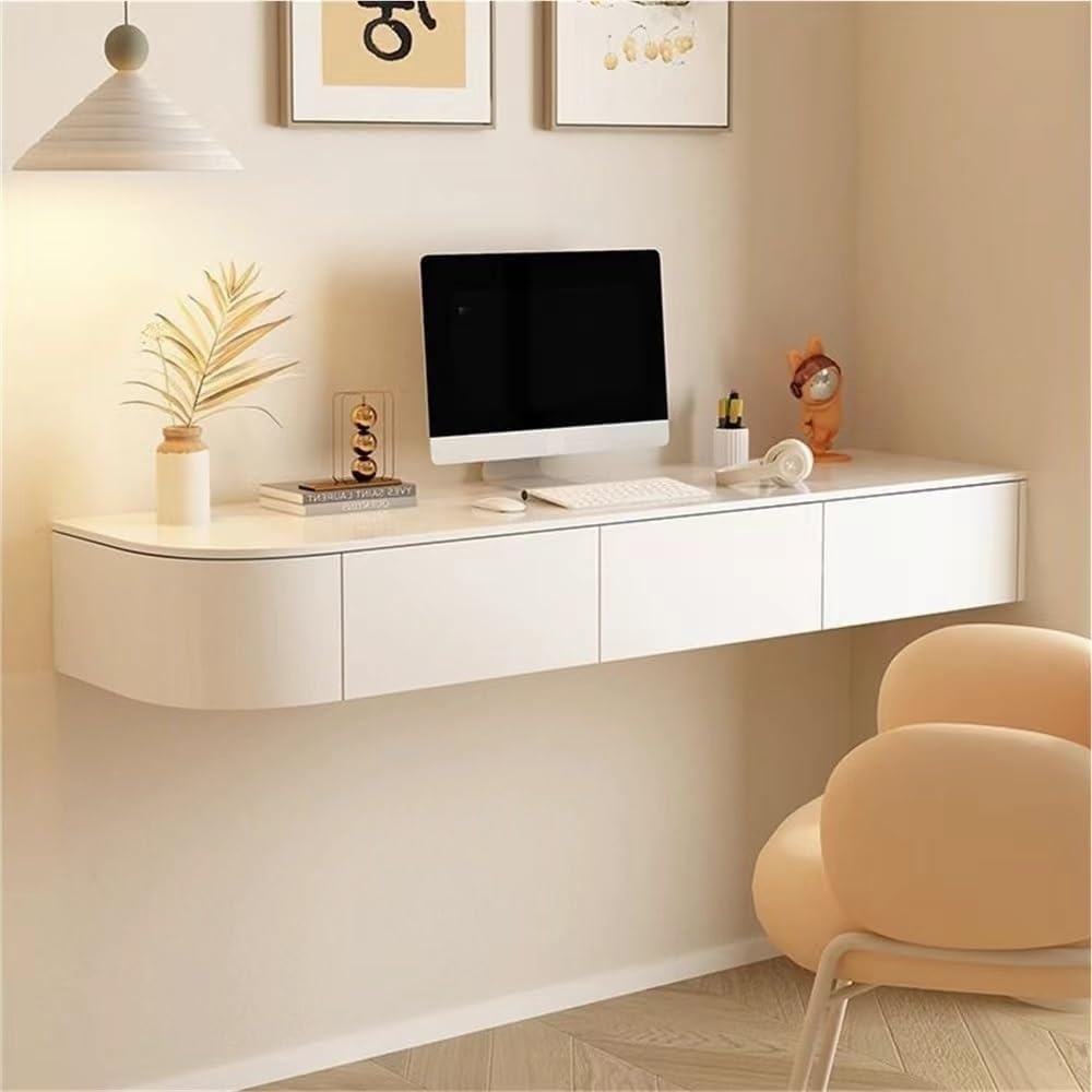 Wall-Mounted Vanity Makeup Table Floating Dressing Table Corner Desk with Drawer Floating Storage Cabinet for Small Apartment,Ideal for Home
