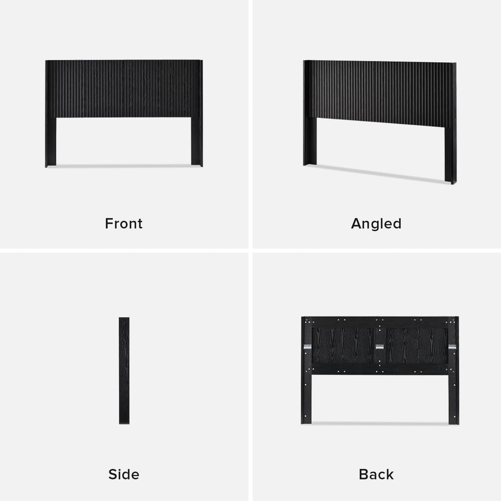 mopio Brooklyn Fluted Panel Wingback Headboard 62.4' - Wall Mount Headboard for Queen Bed, Modern Farmhouse Bedroom Decor, 4-Panel Assembly (Black Oak, Queen)