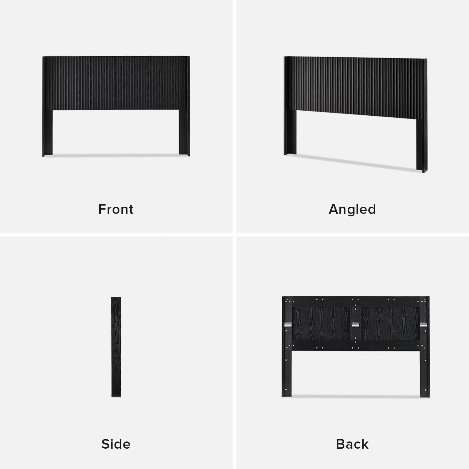 mopio Brooklyn Fluted Panel Wingback Headboard 62.4' - Wall Mount Headboard for Queen Bed, Modern Farmhouse Bedroom Decor, 4-Panel Assembly (Black Oak, Queen)