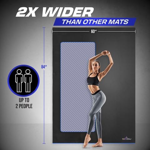 Sensu Large Exercise Mat – Extra Thick Non-Slip Workout Mat for Home Gym, Durable Shoe-Friendly Fitness Mat for Strength Training, Stretching, Cardio, and Balance Workouts (Multiple Sizes)