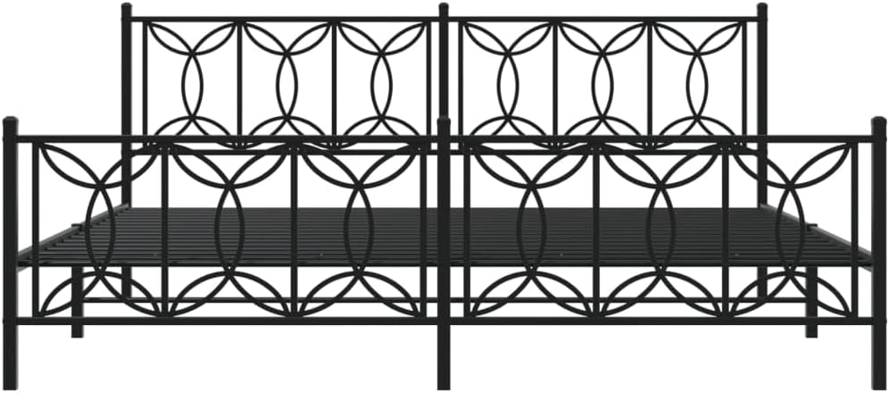 Queen Bed Frame with Footboard Black 76'x79.9' Steel Platform Bed Frame for Bedroom, Sturdy Metal Slats & Underbed Storage Space