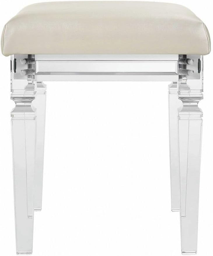 Picket House Furnishings Charlotte Vanity Stool with Acrylic Leg