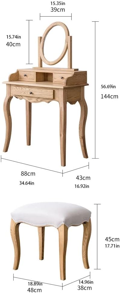 Vanity Benches Vanity Table Set Bedroom Modern Small Dressing Table Ladies Fashion Dressing Table Vanity Mirror Desk Dresser with Drawers (Color : A)