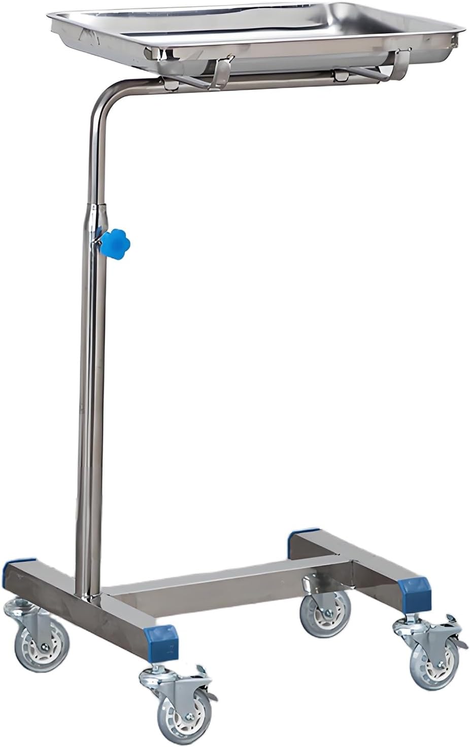 Mayo Instrument Stand with Mobile Caster Base, Adjustable Height 31.5'-43.3', for Clinic, Beauty, Salon, Medical, Dental, Tattoo(60x40x(80-110) cm)