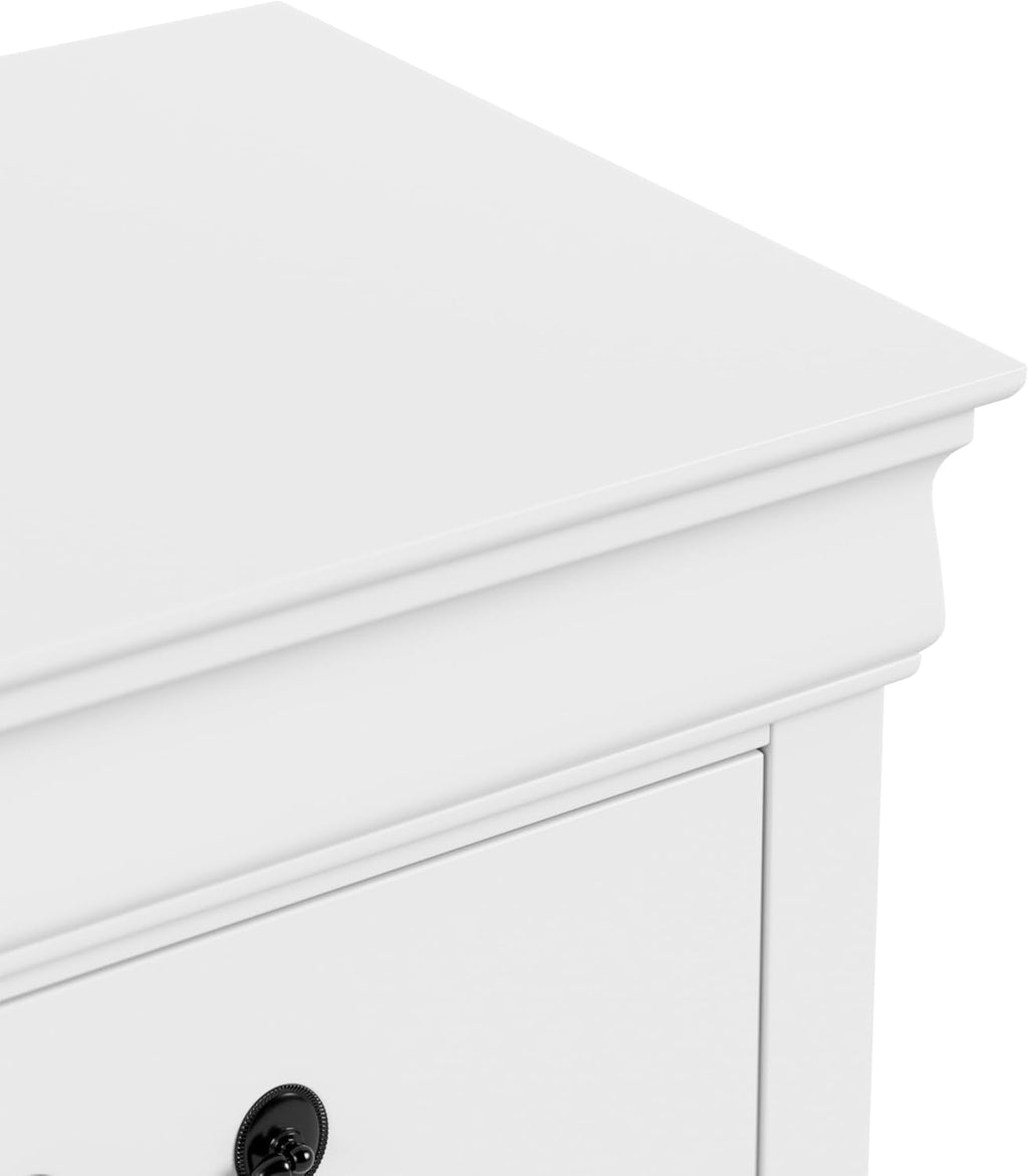 Furniture of America Arabella Traditional Solid Wood 3 Piece Bedroom Set, King Bed Frame and Nightstands Set of 2, Chic Sleigh Design Bedframe with Headboard and Footboard, Box Spring Needed, White
