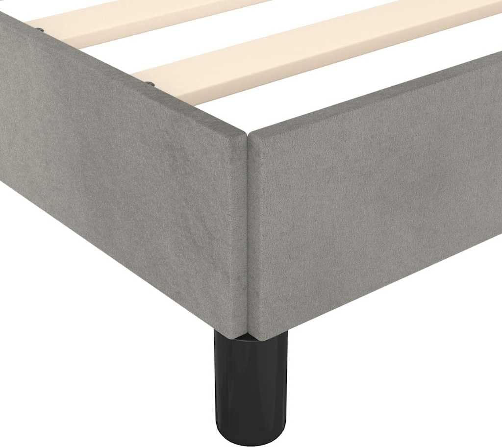 Light Gray Velvet Upholstered Queen Size Bed Frame with Square Wooden Legs, Modern Platform Bed Frame for Bedroom, Durable Plywood and Engineered Wood Construction, Easy