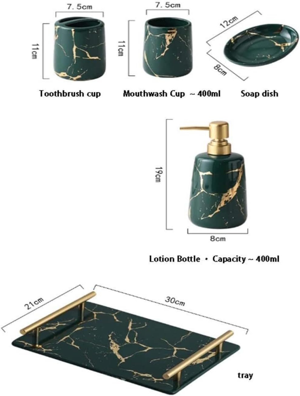 Vanity Bathroom Decor, Bathroom Accessory Set Modern Design Pieces Ceramic Light Luxury Bath Accessories Bath Set for Bathroom Housewarming Gift(D)