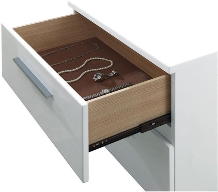 Furniture of America FOA Rayland 2pc Glossy White Wood Bedroom Set - King + Nightstand