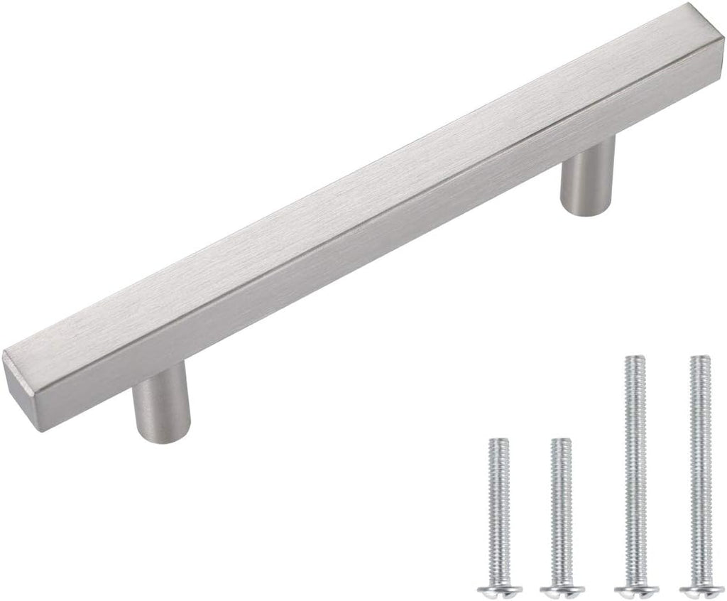 6' Long Square Cabinet Pulls Stainless Steel Square Drawer Pulls Brushed Nickel Cabinet Pulls for Kitchen Closet Door Handle, Dress Wardrobe Hardware (Hole Center:3-3/4' (96mm), 50 Pack)