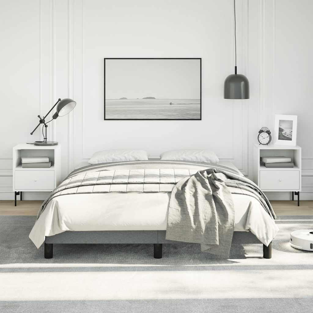 Dark Grey Full Size Bed Frame with Polyester Plywood Engineered Wood, Modern Upholstered Fabric Platform Frame for Double Mattress, Sturdy Construction and Comfort-Enhancing