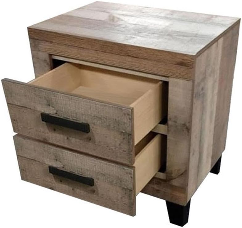 Best Quality Furniture 4 Piece Weathered Brown Pine Wood Bedroom Set in King