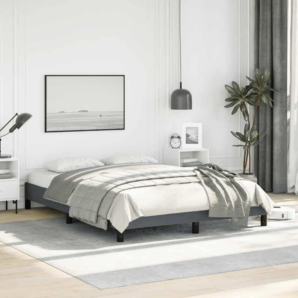 Dark Grey Velvet Full Size Bed Frame with Durable Engineered Wood Support, Modern Upholstered Platform Frame for Bedroom, Soft Velvet Fabric and Sturdy Construction Ensure