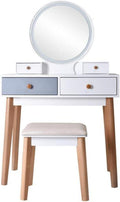 TOMYEUS Dressing Table Vanity Table with Mirror Bedroom Wood Dressing Table Simple Makeup Table with Lamp Three Color Adjustable Vanity Benches/Makeup Vanity Desk (Color : White)