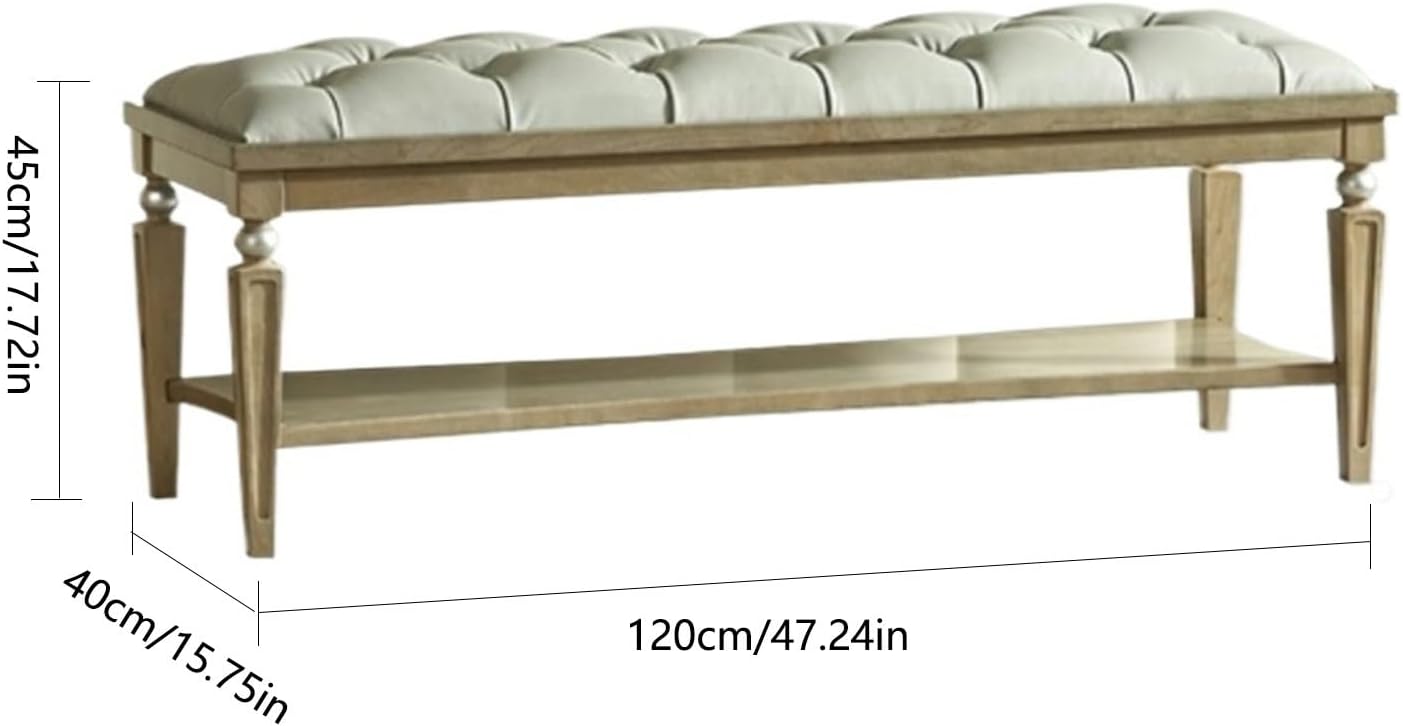 End of Bed Bench Upholstered Bench,Bedroom Bench for End of Bed, Dining Bench Entryway Shoe Bench with Button Tufted Padded Seat for Living Room, Vanity Bench Foot-Stool with Carved Wood Legs, Gray En