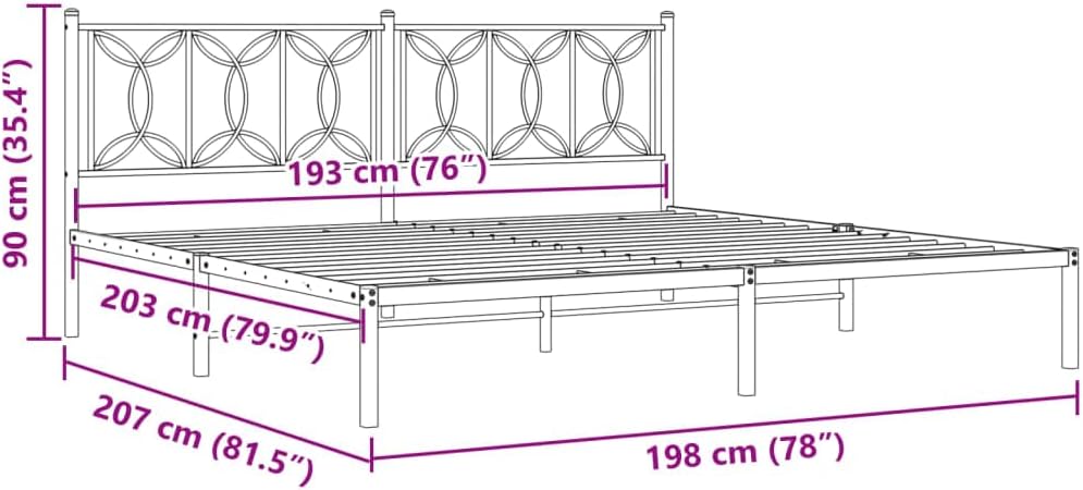 Metal Bed Frame with Headboard White 76'x79.9' Queen Platform Bed Frame Steel Construction Underbed Storage Space Sturdy Bedframe for Bedroom Furniture Assembly Required