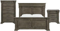 Pemberly Row Transitional Wood King 3PC Bedroom Set, Gray Finish, Elegant Design with Mood-Lighting Headboard, USB Ports, Hidden Storage Nightstand, Felt-Lined Drawers, Sophisticated Bedroom Furniture