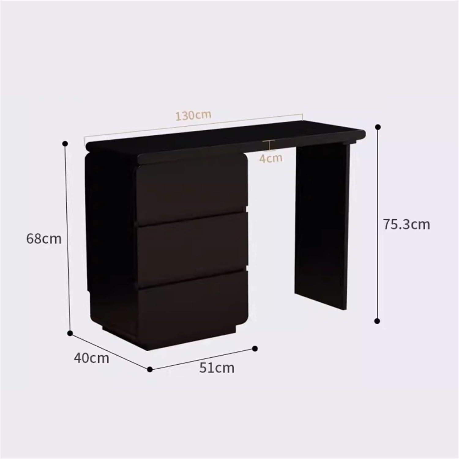 Makeup Vanity Desk Makeup Table Solid Wood Dresser Simple Modern Multiple Level Lockers Integrated Movable Corner Dresser Dressing Table(Walnut,130cm)