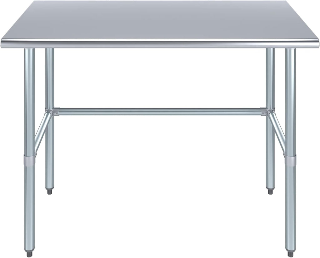 Commercial Open Base Stainless Steel Work Table – 48' x 24' | Heavy-Duty Prep Table with Galvanized Frame | NSF Certified | Restaurant & Utility Use