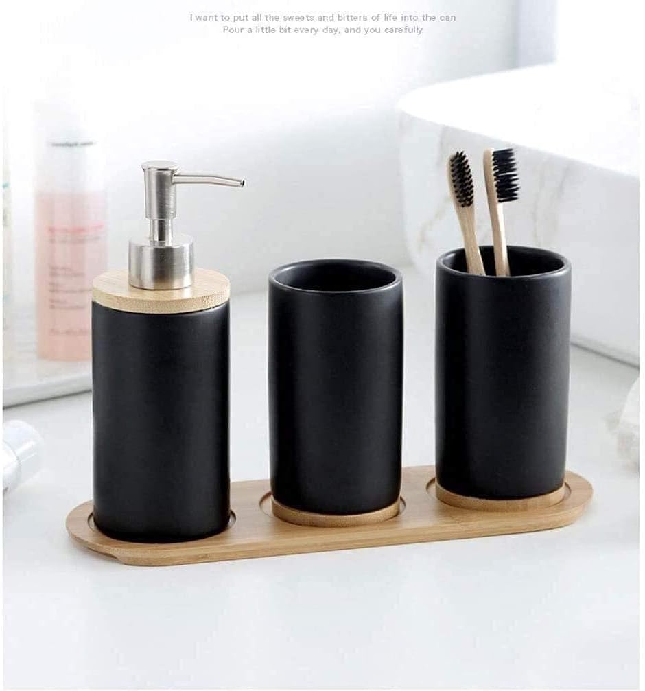Bathroom Accessory Set, 4 Pcs Ceramic Bathroom Accessories Sets Complete with Soap Dispenser, Toothbrush Holder, Bathroom Decor Vanity Countertop (Color : Gray) (White)
