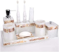 Vanity Bathroom Decor, Light Luxury Shell Bathroom Accessories Set Resin Cup Toothbrush Holder Soap Dispenser Bath Supplies Wash Set Housewarming Gift(7pcs)
