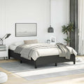 Black Faux Leather Full Bed Frame with Plywood and Engineered Wood Construction, Modern Minimalist Design for Bedroom, Durable Support Structure and Easy Maintenance Surface