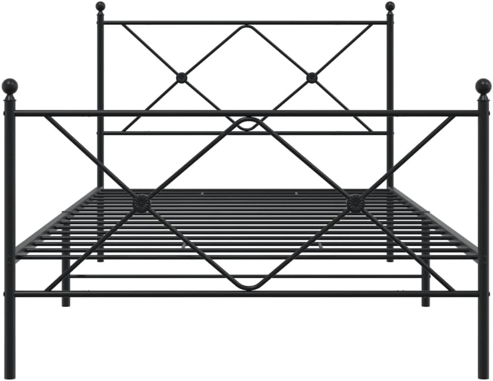 Black Steel Twin Bed Frame Rectangular Single Metal Bed with Footboard, Sturdy Support and Underbed Storage Space for Bedroom Organization, Modern Sleek Design Easy Assembly
