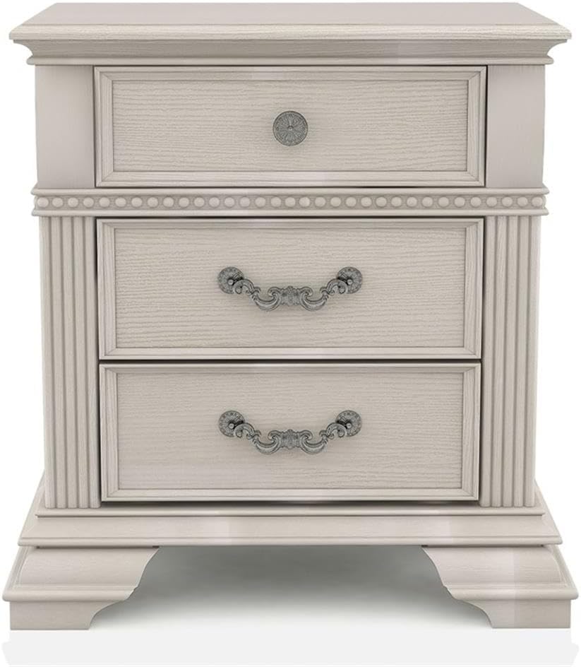 Furniture of America Charo 3pc White Wood Bedroom Set-King + 2 Nightstands