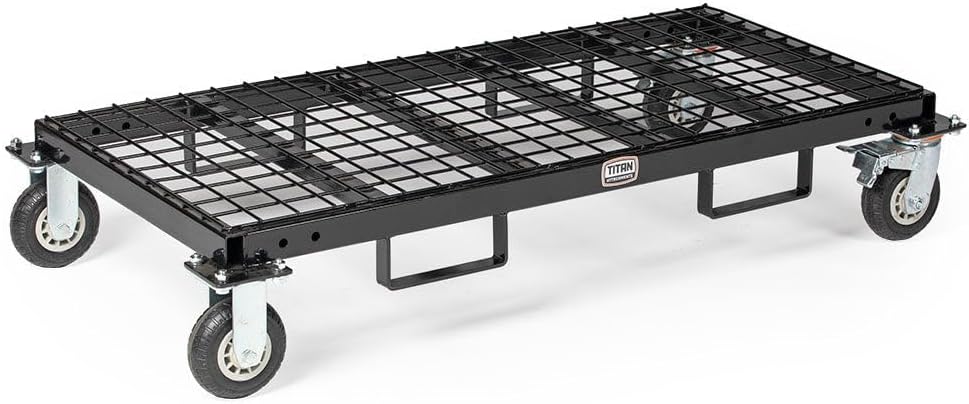 Titan Attachments Heavy-Duty Rolling Platform Base with Fork Pockets and Locking Caster Wheels, 2,500 LB Capacity, Industrial Mobile Roller Dolly for Warehouses, Storerooms, Shipping Facilities