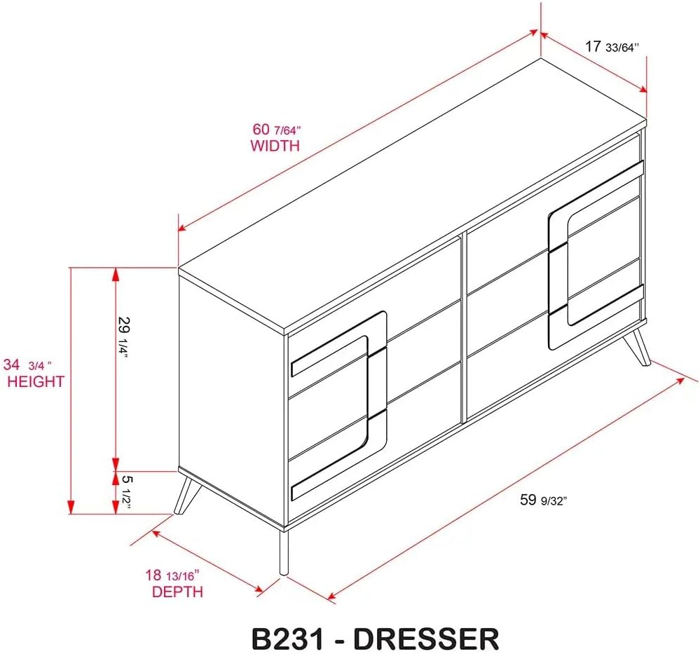 KB Designs - 4-Piece Bedroom Set, Dresser with Mirror, Chest and Nightstand, Modern White and Gold Furniture with LED Headboard and Contemporary Storage Features, Queen Size