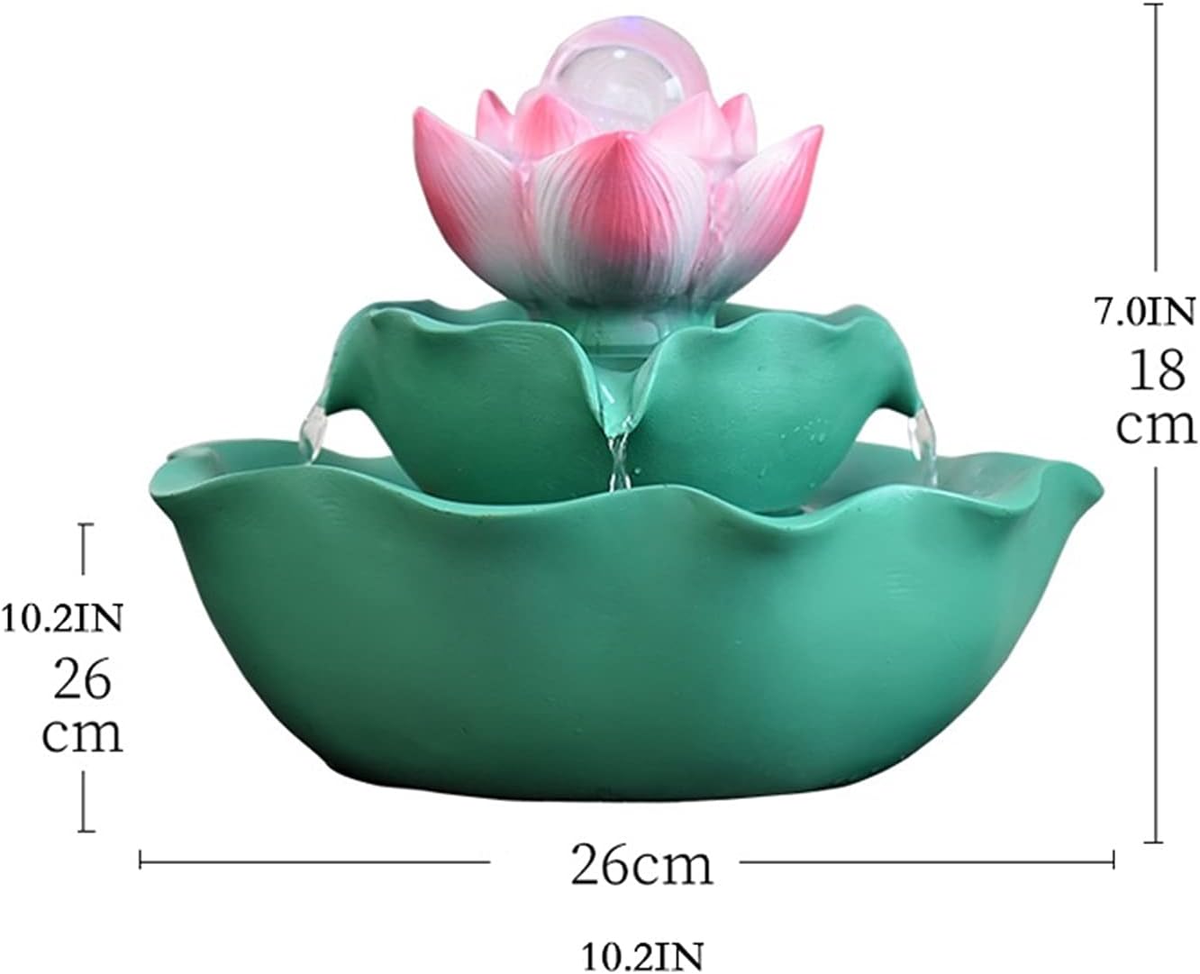 Desktop Fountain 2-Tier Indoor Tabletop Water Fountain - Portable Zen Meditation Waterfall Decoration - for The Home or Garden Patio Decking Relaxation Indoor Tabletop Fountain