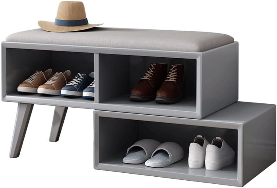 Double Layer Shoe Rack Bench – Creative Entryway Storage Stool for Living Room Porch Corner Corridor – Stylish Shoe Changing Bench for Shoes nization (B)