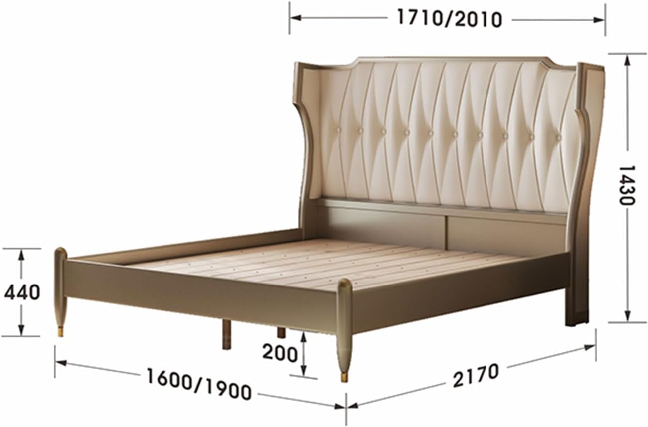 King Size Genuine Leather Bed Set with Headboard and Drawers Wooden Slats and Metal Frame Support No Box Spring Needed