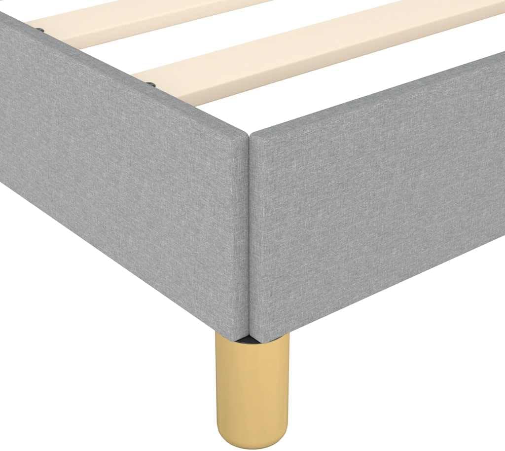 Light Grey Twin Bed Frame with Headboard, Upholstered Modern Platform Bed with Slats for Enhanced Airflow and Comfort, Durable Polyester Fabric and Plywood Construction, Easy