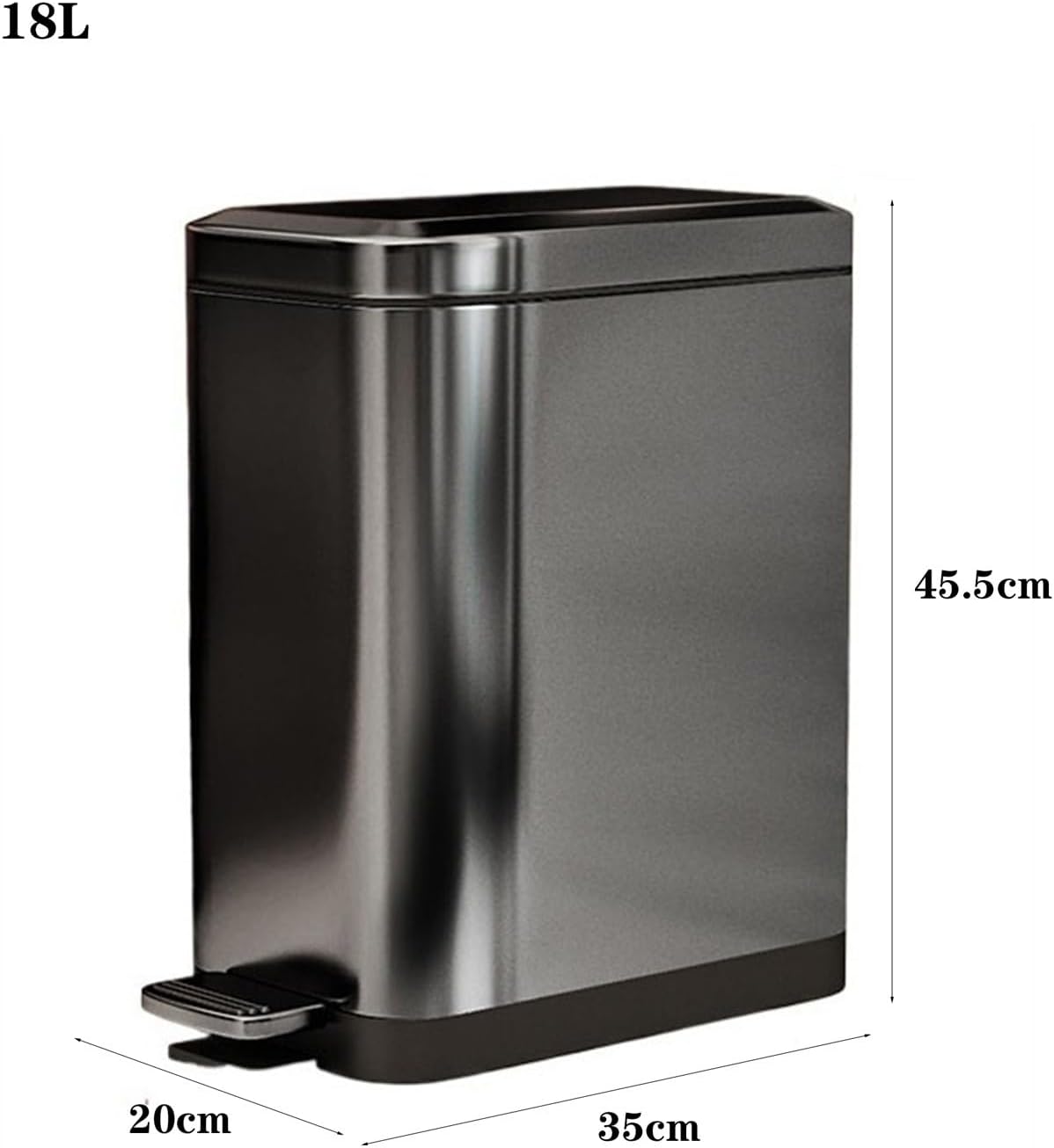 Stylish Stainless Steel Trash Can with Soft Close Lid Removable Inner Bucket Ideal for Home Kitchen Bathroom Sleek Tungsten Finish 18L Capacity