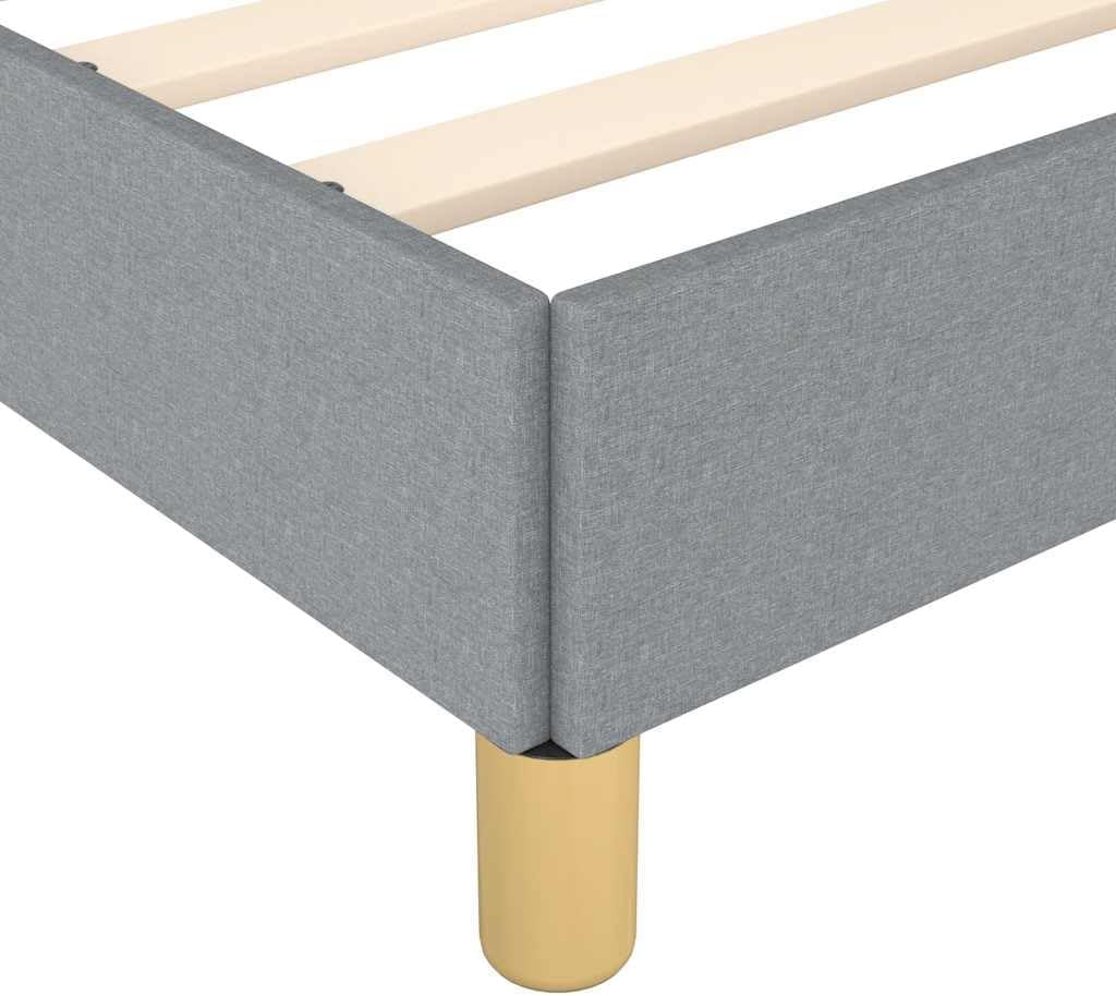Light Grey Twin Fabric Bed Frame with Modern Design, Breathable Polyester Upholstery and Sturdy Support, Easy Assembly, Solid Engineered Wood Construction for Bedroom