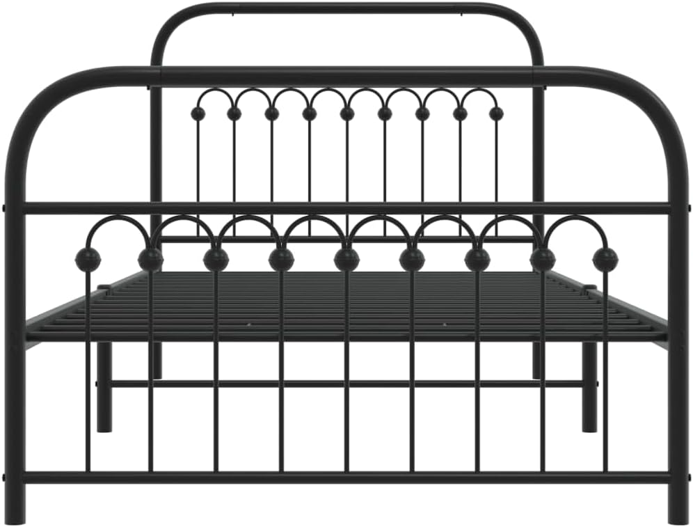 Metal Bed Frame with Footboard Black Queen Platform Steel Frame Underbed Storage Space Sturdy Bedframe for Bedroom Furniture