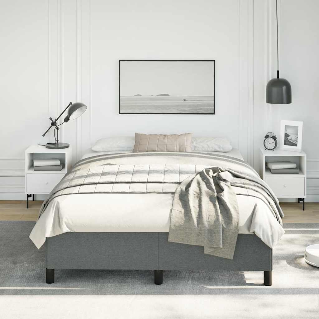 Dark Grey Fabric Bed Frame with Upholstered Headboard for Full Mattress, Premium Plywood and Engineered Wood Construction, Modern Bedroom Furniture for Adults, Durable