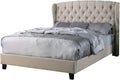 Best Master Furniture Yvette Upholstered Tufted with Wingback Platform Bed King Beige