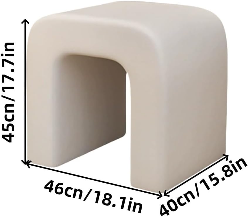 Vanity Chairs, Makeup Chair, Leather Footstool, Shoe Changing Bench with Sponge, Upholstered Stool for Powder Room, Living Room, Bedroom, Entrance(White)