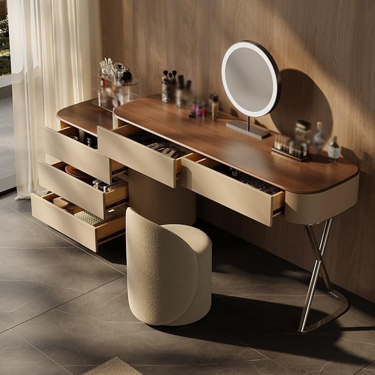 Makeup Vanity Dressing Table with Side Cabinet Corner Dressing Table Bedroom Dressing Table Desk Office Desk Wooden Vanity