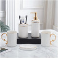 Vanity Bathroom Decor, Ceramic Bathroom Accessories Set Lotion Soap Dispenser Toothbrush Holder Cup Soap Dish Housewarming Gift(5pcs)
