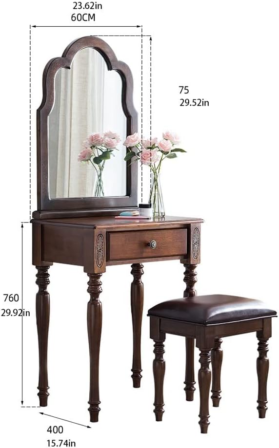 Vanity Benches Dresser Set Bedroom Vanity Table Modern Minimalist Dressing Table, Dressing Table + Makeup Stool + Drawer (Color : A)