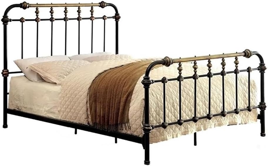 BOWERY HILL King Size Spindle Bed with Headboard and Footboard, Platform in Metal, in Black, Easy Assembly, Up to 600 lbs Weight Capacity