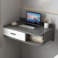 Floating Writing Desk with Storage Drawers Wall-Mounted Computer Table Hanging Corner Vanity Table Rounded Corners for Room Heavy Duty(Gray Right,80 cm)