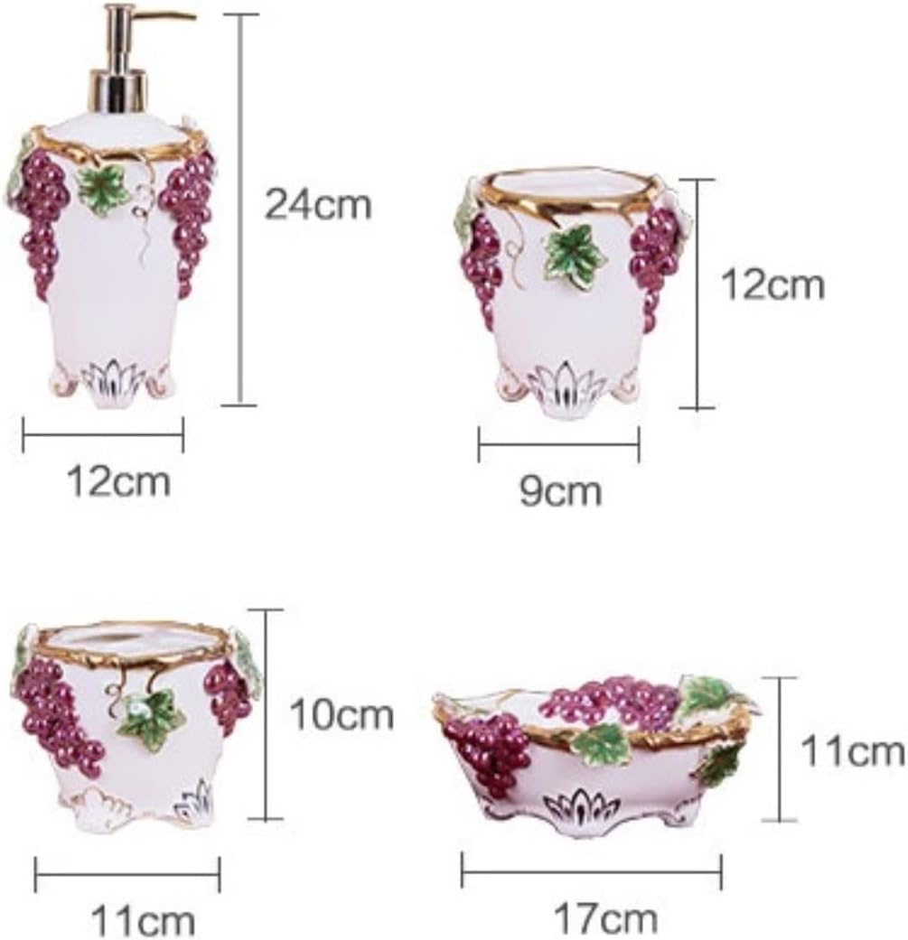 Vanity Bathroom Decor, Bathroom Accessory Sets Grape Ceramic Bathroom Five-Piece Bathroom Wash Set Brushing Practical Cup European Gift Housewarming Gift