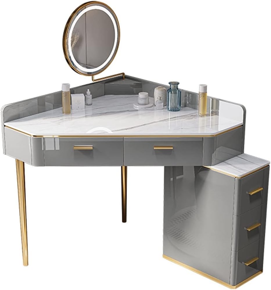 HIHELO Dressing Tables Slate Corner Dressing Table Bedroom Small Apartment Modern Minimalist Dressing Table Storage Cabinet Corner Dressing Table Vanity for Dressing (Color : 60cm)
